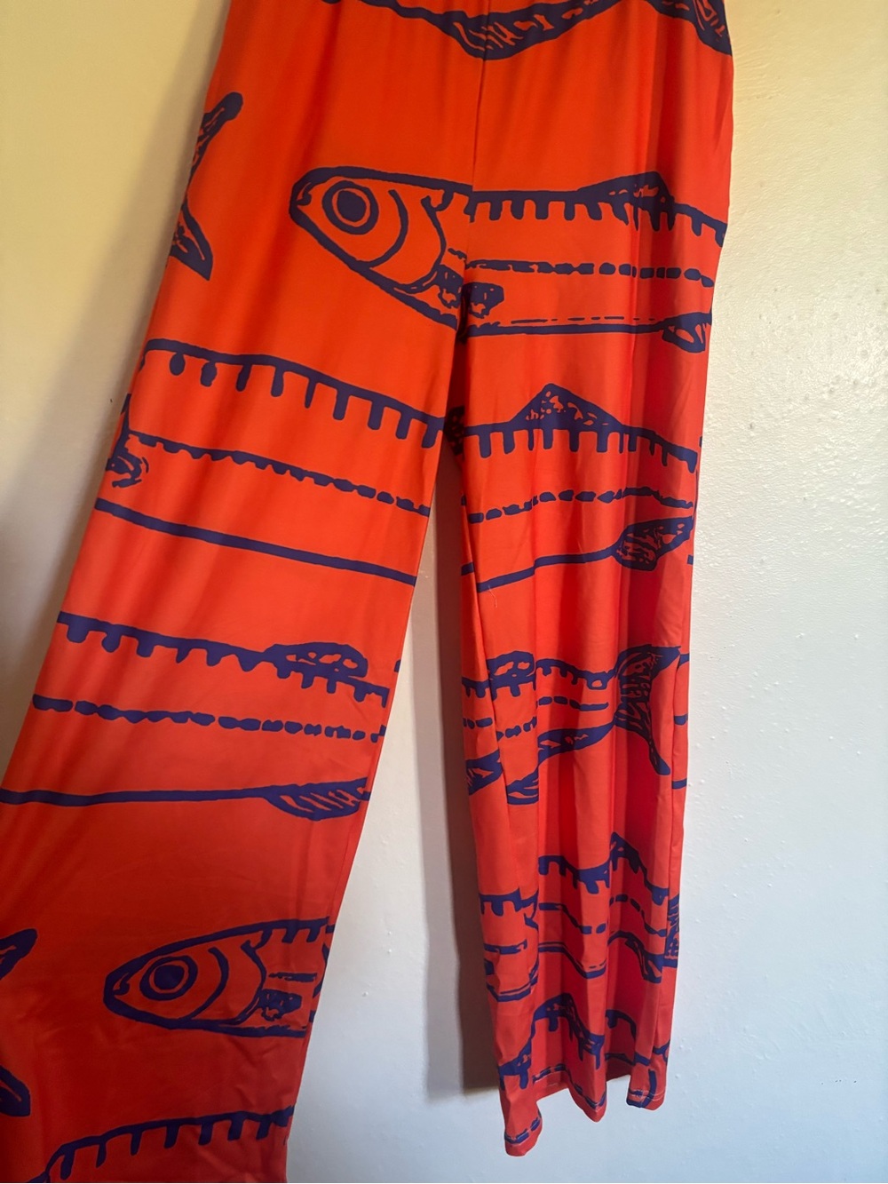 Women’s Orange Fish-Print Wide Leg pants